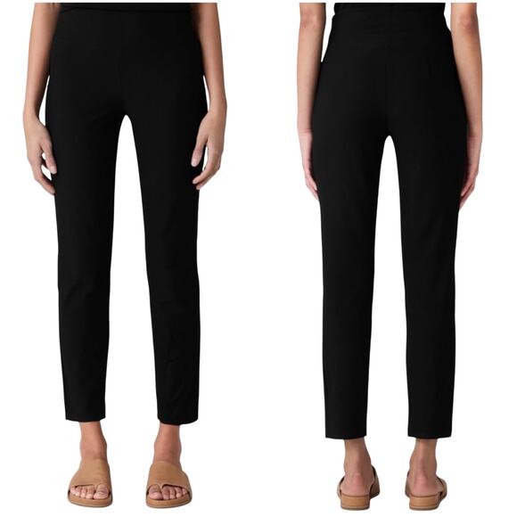 Eileen Fisher Washable Stretch Crepe Pull-On Pant in Black Womens Size L - Picture 1 of 10